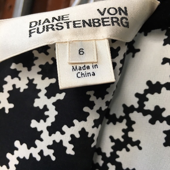 DVF pink ruffle trim midi silk print black white 6 - Picture 15 of 16